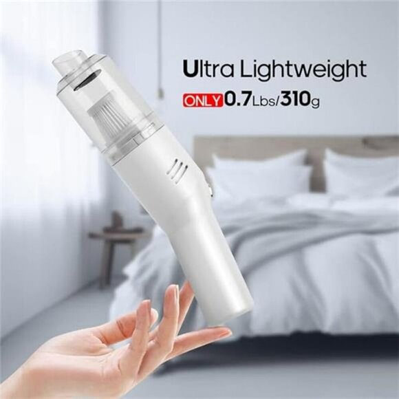 Mini Car Vacuum Cordless Handheld Portable Rechargeable Desk Cleaner White - Picture 3 of 7